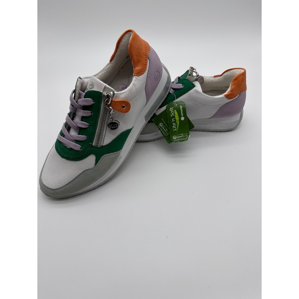 Remonte Lite n Soft Sneakers Size 38 Multi Color Leather Side Zip shoe NEW retro - Picture 3 of 12